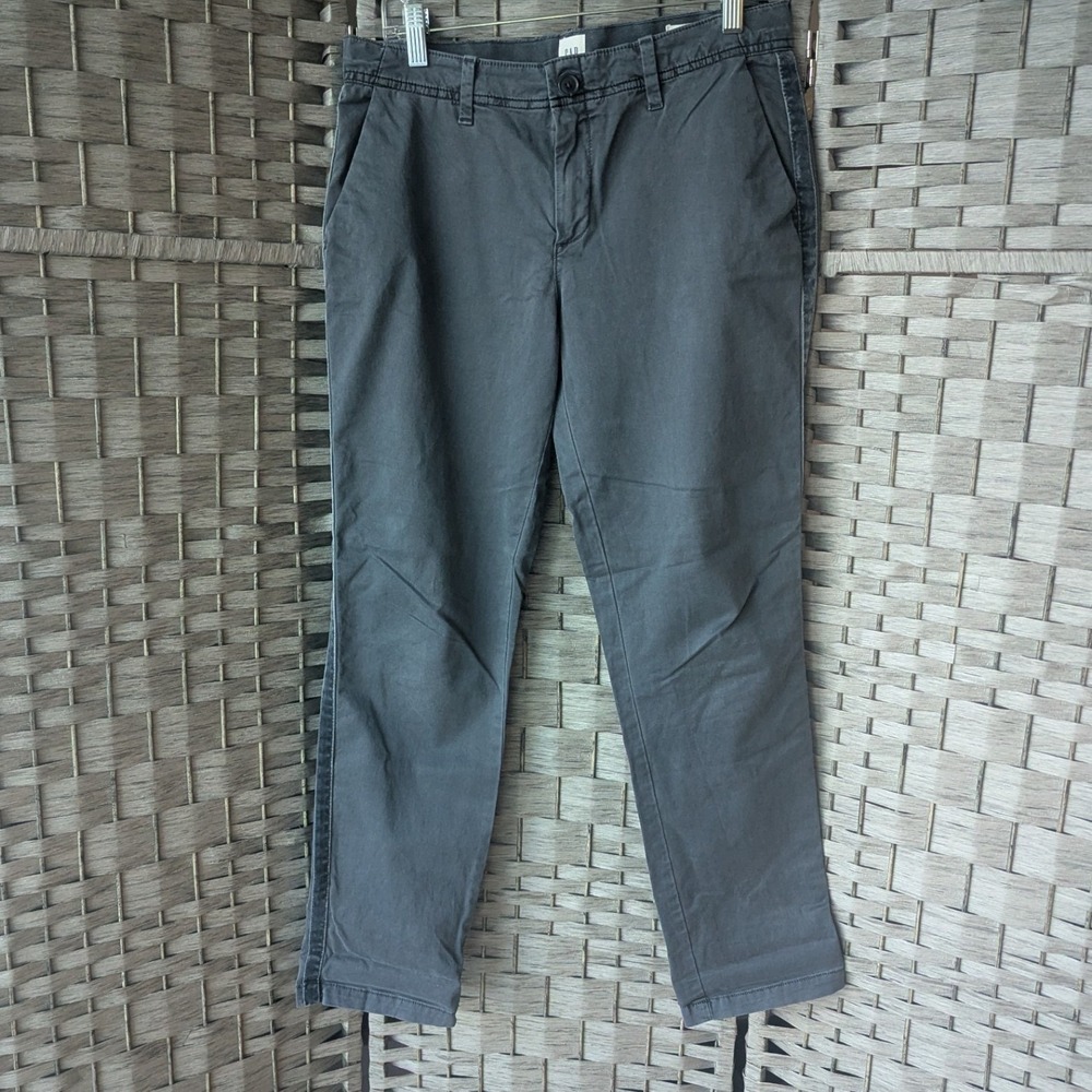 Gap Girlfriend Chino Charcoal Gray Velvet Tuxedo Stripe Pants Sz 4 Minimalist